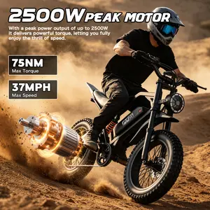 Pikabike Electric Bike for Adults 2500W Off-Road 37MPH 100Mile Range 48V 25AH Battery Electric Mountain Bike for Snow, Sand, Full Suspension, Electric Dirt Bike