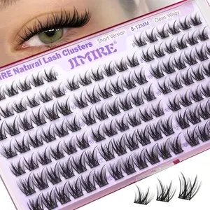 JIMIRE 8-12MM Natural Look Wispy Cluster Eyelash Extensions C Curly Short Lashes 120Pcs Soft DIY Individual Clusters for Daily & Event Makeup