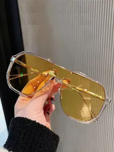 Unisex Summer Fashionable Tinted Lens Aviator Sunglasses, Trendy Casual Sunglasses for Summer Everyday Use, Fashion Glasses Accessories for Outdoor Activities