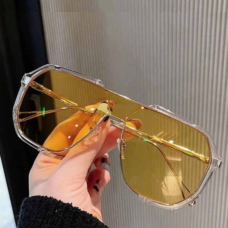 Unisex Summer Fashionable Tinted Lens Aviator Sunglasses, Trendy Casual Sunglasses for Summer Everyday Use, Fashion Glasses Accessories for Outdoor Activities, Trendy Beach Eyewear, Aviator Frames Sunglasses