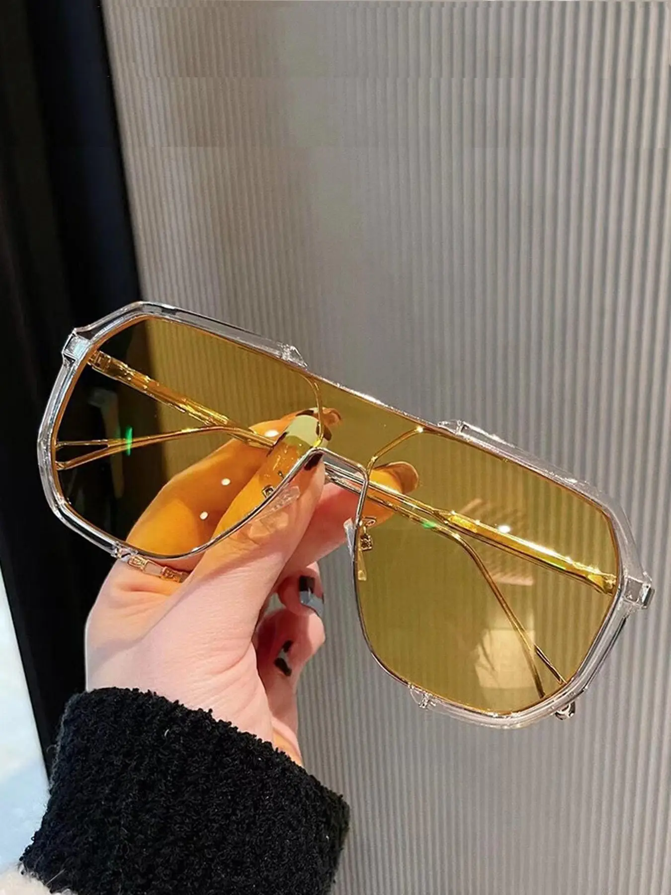 Unisex Summer Fashionable Tinted Lens Aviator Sunglasses, Trendy Casual Sunglasses for Summer Everyday Use, Fashion Glasses Accessories for Outdoor Ac