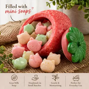 Goat Milk Strawberry Soap – Large Filled Soap with Mini Soaps Inside, Handmade
