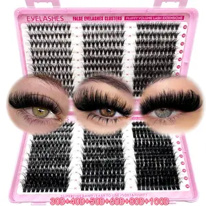 100D/80D/60D/50D/40D/30D Fluffy Volume False Eyelashes, Wispy Soft Reusable Synthetic Fiber Lashes, Volume Lash Clusters, Mixed Lengths 10-18mm, Natural Look Makeup Eyelash Extension