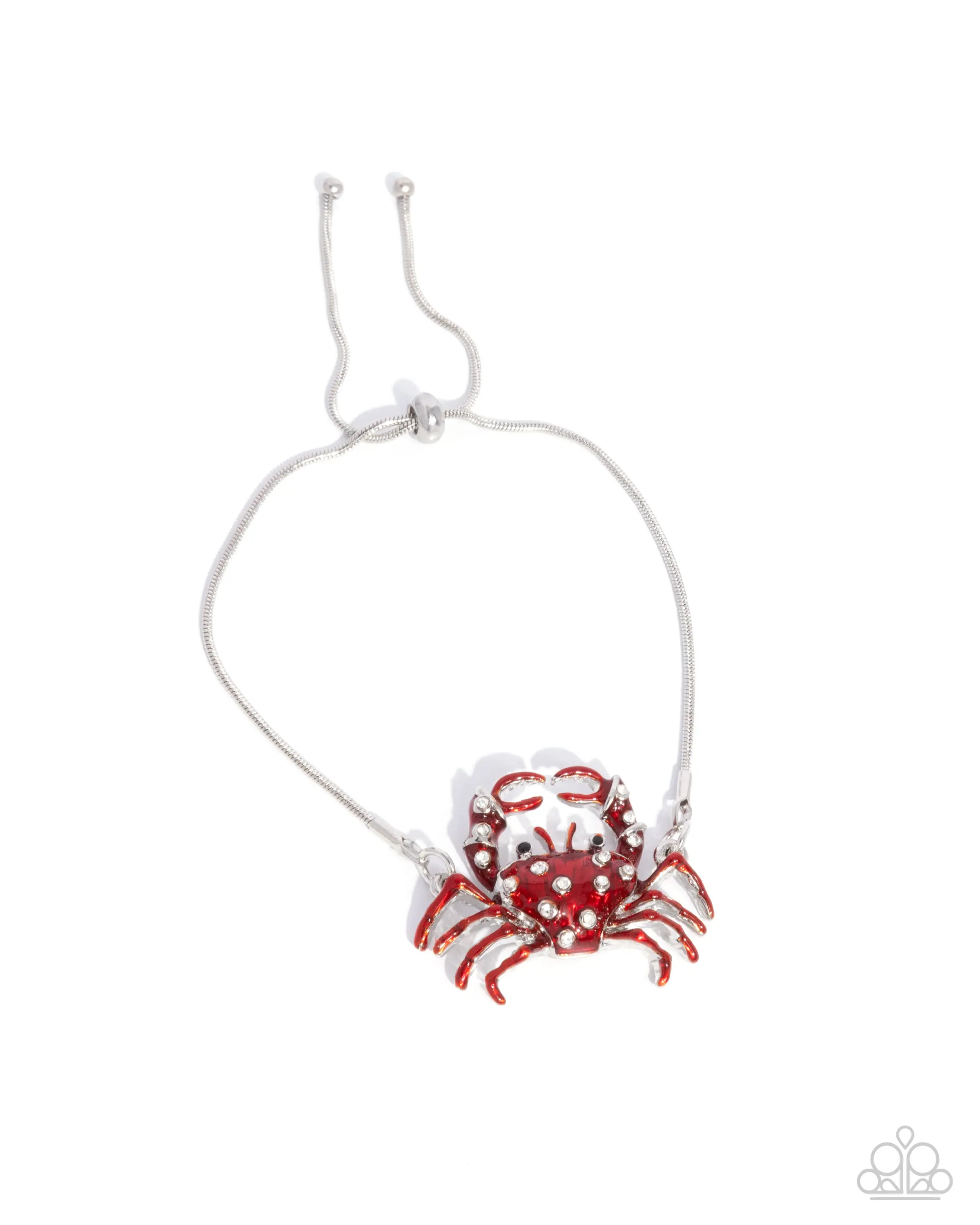 CRAB Walk - Red Crab Silver Nautical Slide Bracelet - Paparazzi