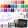 High Quality ROSALIND Poly Nail Gel Kit for Adults, Nail Care Starter Kit with Mini UV Light (8/14/20/28 Shades: Clear, Natural Pink, Glitter Pink), Rhinestone & Embossed Art Tools, French DIY Supplies & Gift Box Manicure Set