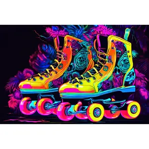 Yellow & Pink Roller Skates
