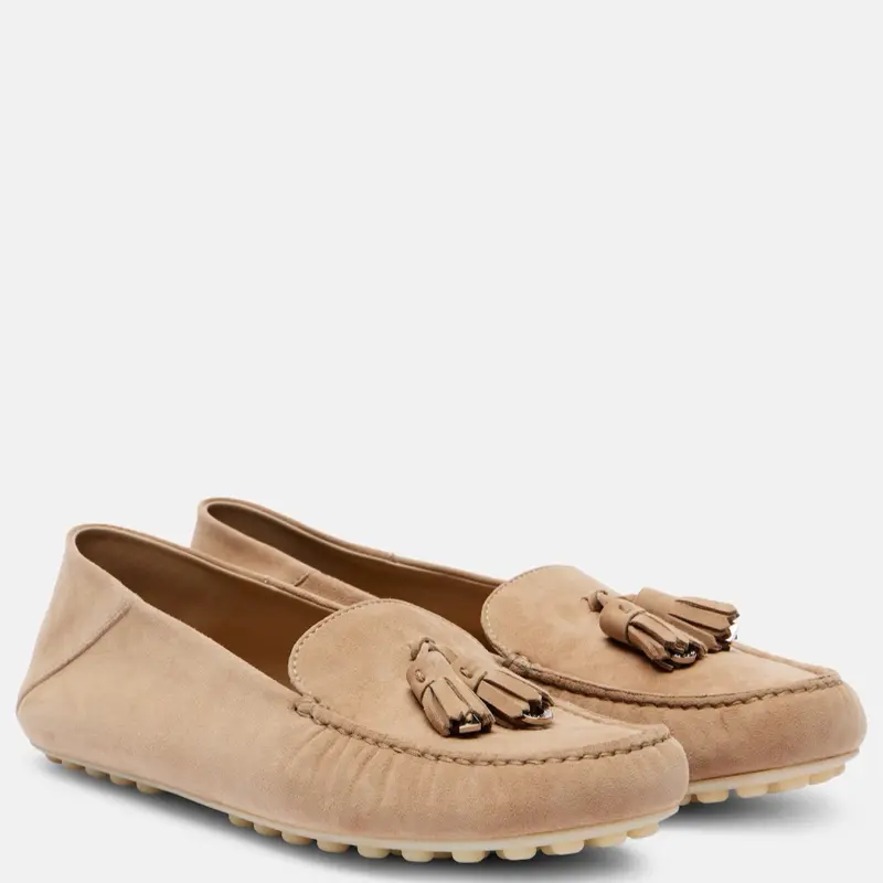 Loro Piana Dot Sole Walk Loafers Beige Size 40