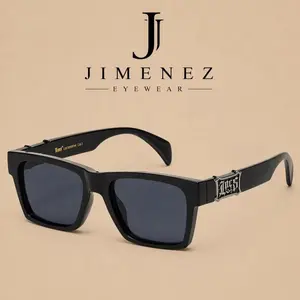 New 2026 Retro Locs with Metallic or Gold Logo Trim Stylish Fashion Trending Hardcore Sunglasses unisex Rectangular Shades
