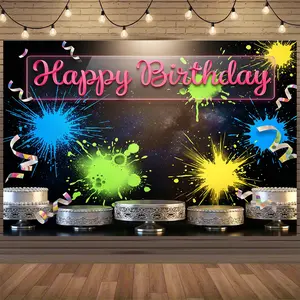 Street Art Graffiti Birthday Backdrop | Neon Wall Photo Banner