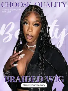 34 Inch Long Butterfly Locs Braided Wig, Full Lace Knotless Braided Wig with Curly Ends, Glueless HD Lace Wig for Women