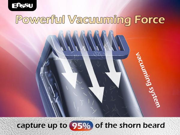 ENSSU Beard Trimmer for Men Auto-Vaccum, Rechargeable ElectricMen Beard Trimmers with 2 Combs, 1-20mm Adjustable Length Dial,Waterproof Cordless Mustache Trimmer for Face, Stubble