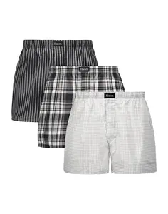 Hanes Originals Ultimate Men's Cotton Stretch Woven Boxer Underwear, Plaids/Prints, 3-Pack