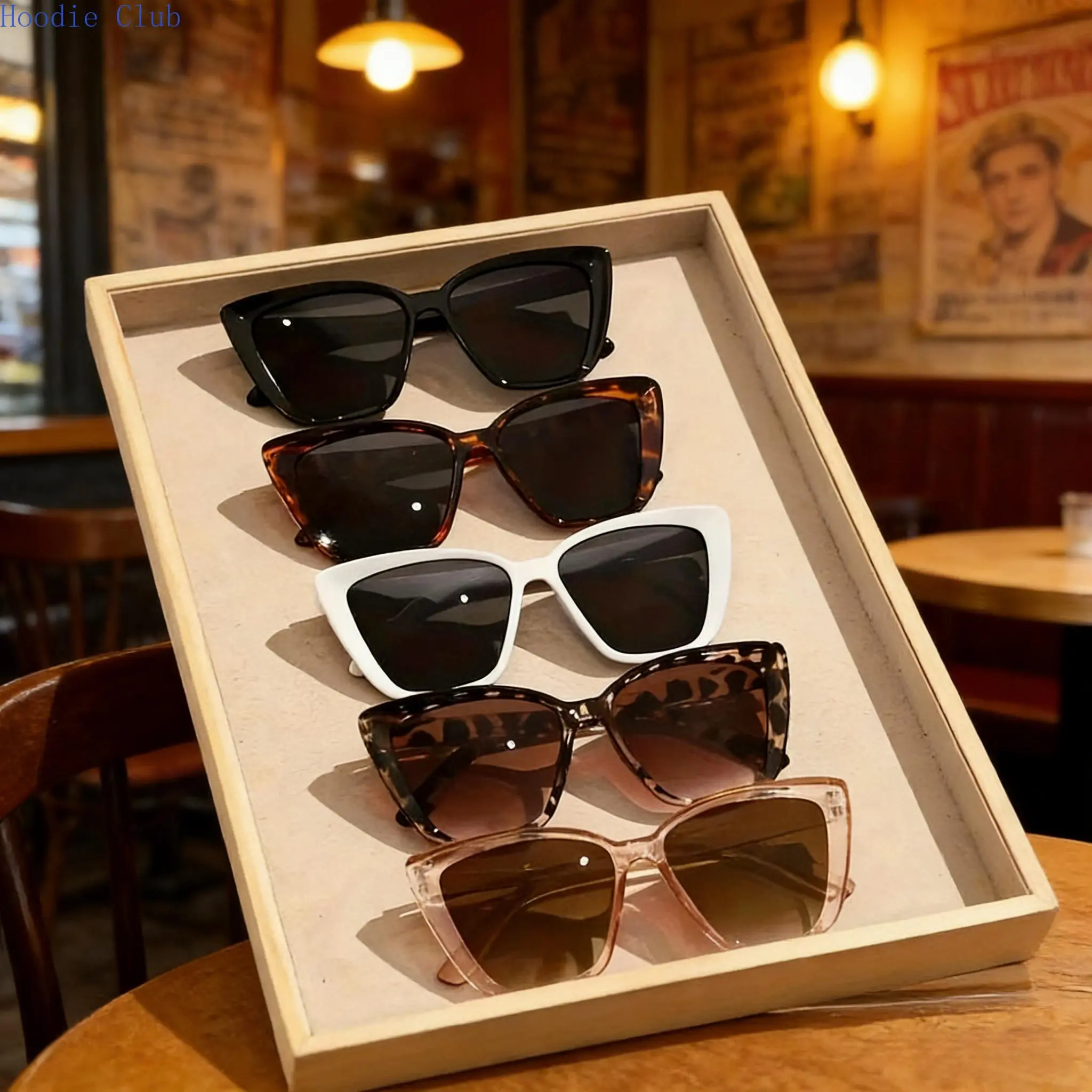 Oversized Cat Eye Sunglasses for Women, 5-Pack Retro Animal Print Glasses with Tortoiseshell & Leopard Styles, UV400 Lens, Leopard Print, Unisex, 5Pcs, Uv Protection Lens