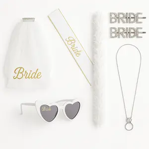 Complete Bride Accessory Kit with Veil, Sash, Sunglasses & More