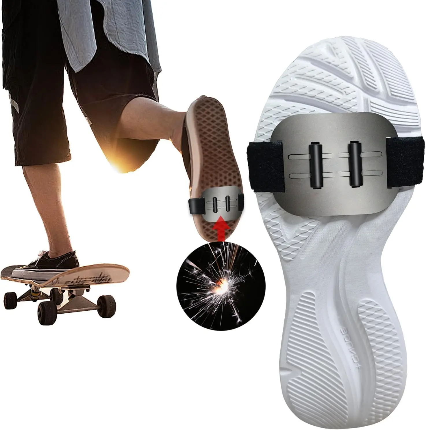 Bicycle & Motorcycle Sparks Skate Shoe Attachments, 1 Count Fire Stunt Heel Skates Accessory, Rubber Outdoor