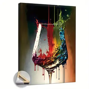 Extra Large Colorful Abstract Canvas Wall Art Vibrant Glass Painting Print Ready to Hang Modern Home Kitchen Decoration Living Room or Kitchen Indoor Wall Art Large Canvas Artwork Ornaments Photo Artistic