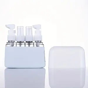 Travel Size Toiletry Set, 4 Counts/set Refillable Shampoo Bottle with Organizer Box, Shower Gel Dispenser, Soap Dispenser, Bathroom Supplies for Home and Travel, Bathroom Accessory