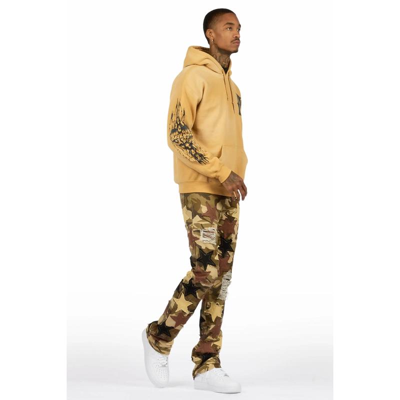 StarLane Brown Camo Stacked Flare Jean
