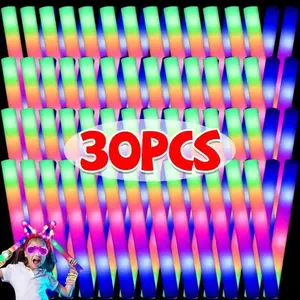 10-20 Piece LED Fluorescent Sticks, Colorful RGB Glowing Foam Rods, Cheer Tubes, Dark Light, Perfect for Christmas Birthday Wedding Party Supplies, Party Event Props