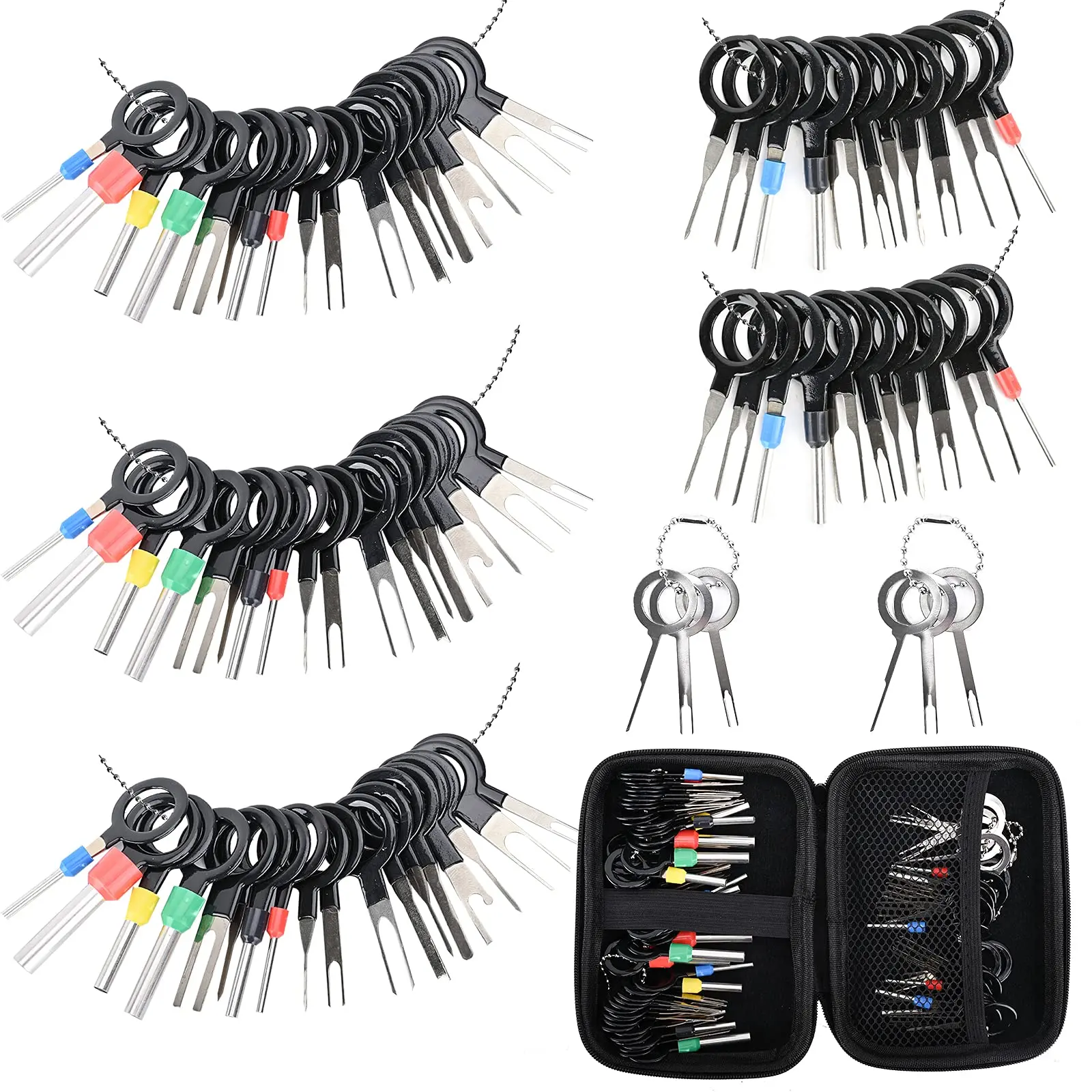 82-Piece Universal Automotive Electrical Connector Terminal Removal Kit with Stainless Steel Extractors, Plastic Extractors, Casing Tools, Storage Solution, and Tool Accessories, Universal Tool Kit