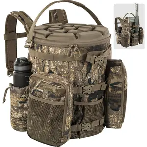 Hunting Backpack with Seat for 5 Gallon Bucket, Waterfowl & Dove Hunting Gear, Daypack with Gun/Bow Compartment, Waterproof Durable Outdoor Backpack for Men, Waterfowl Gear Bag, Blind Seat Pack