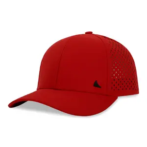 THE BLEED 6-Curved Red Cap with Mesh Back and Logo