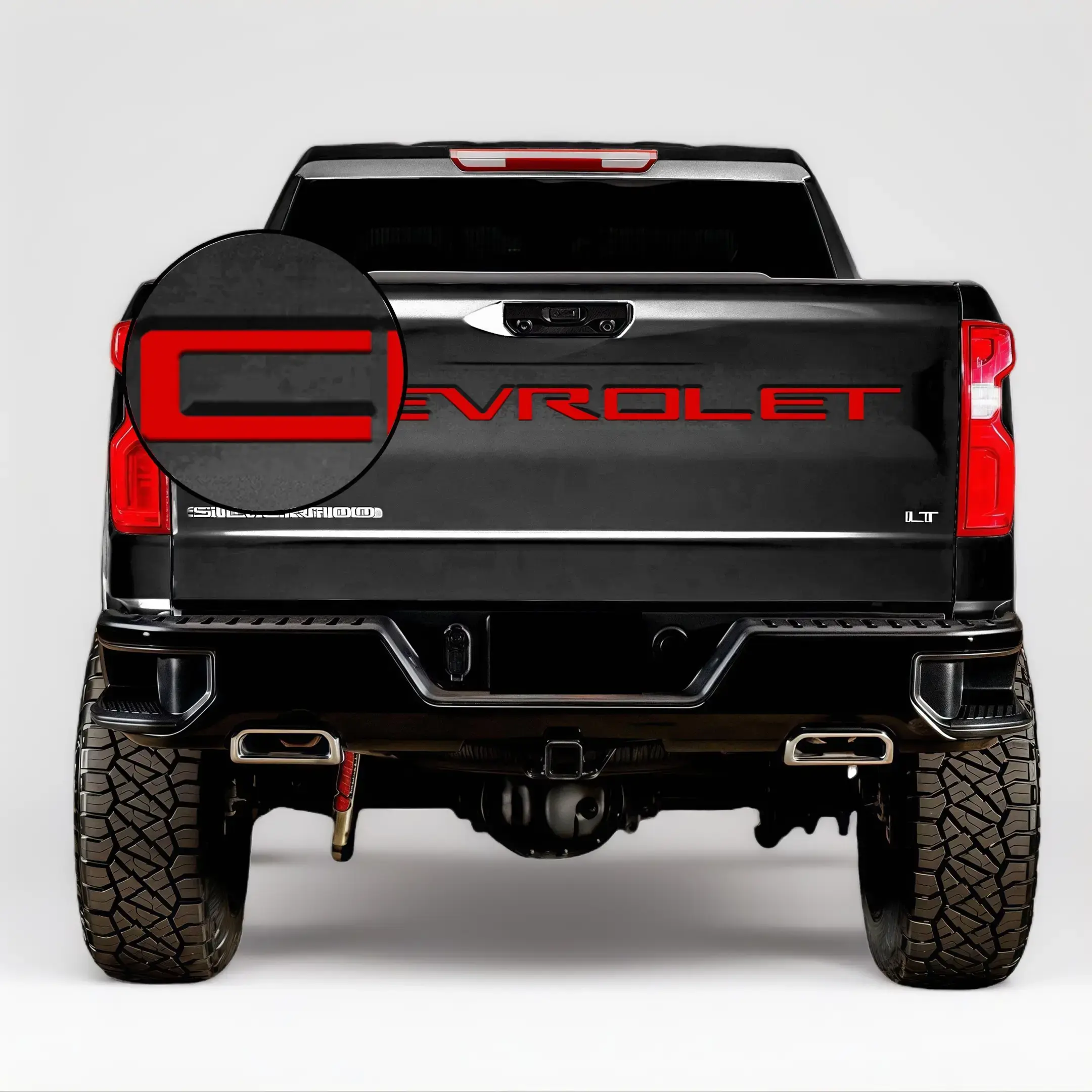 3D tailgate letters decal exterior accessories Compatible with 2019 2020 2021 2022 2023 2024 2025 Chevrolet Silverado Models Accessories ABS Plastic Anti FadeCoating Red