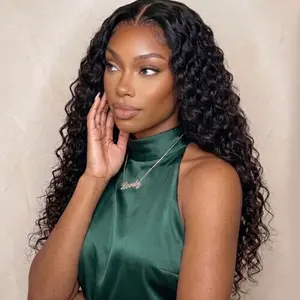 Bling Hair Glueless Wigs 6x4 7x5 9x6 Deep Wave Human Hair Pre Plucked Pre Cut Hd Lace Closure Ready and Go Deep Wave Curly Lace Front Wigs for Black Women Wet and Wavy Natural Hairline summerwins