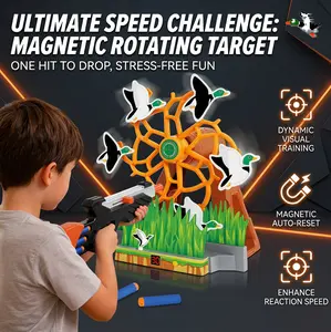 Rotating Duck Target Shooting Game with 60s Timer | Long Range Foam Dart Blaster & Reusable Magnetic Targets | Safe Kids Battle Game for Family Gatherings (US Stock)