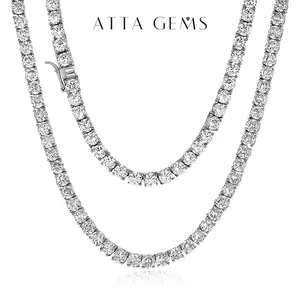Synthetic Moissanite Tennis Necklace 0.1CT & 0.5CT Chain For Woman Party Anniversary New Gift N004