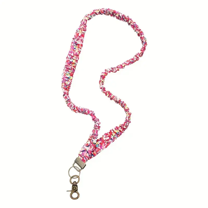 Fashion Colorful Pleated Elastic Teacher Lanyard, Lanyard for ID Badge, Multifunctional ID Card Holder, Elegant Cute Necklace Strap, Suitable for Teachers Nurses Doctors
