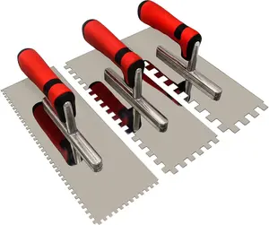 Tile Tools Stainless Steel Square Notched Trowel Set 3 count (Notch Size: 5/32" & 5/16" & 1/2") Masonry Hand Kit for Wall Floor Tiling Installation
