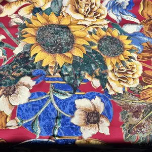 Pre-owned CHANEL Silk Bag Accessories Scarf Featuring a Sunflower and Fruit Pattern