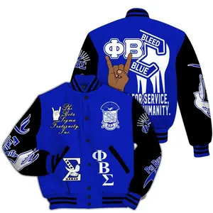 Phi Beta Sigma Blue Varsity Jacket Service Theme 1914 Style, Fraternity Fashion Outerwear