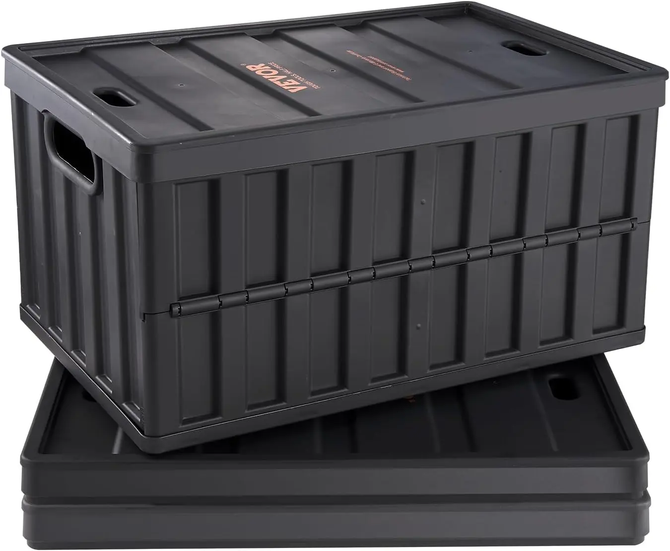 VEVOR 65L Collapsible Storage Bins with Lids 3 Packs, Stackable Utility Crates with Handles, Large Folding Containers for Organizing Tools, Books, Food, Drinks, Camping&Transport