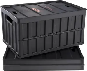 VEVOR 65L Collapsible Storage Bins with Lids 3 Packs, Stackable Utility Crates with Handles, Large Folding Containers for Organizing Tools, Books, Food, Drinks, Camping&Transport