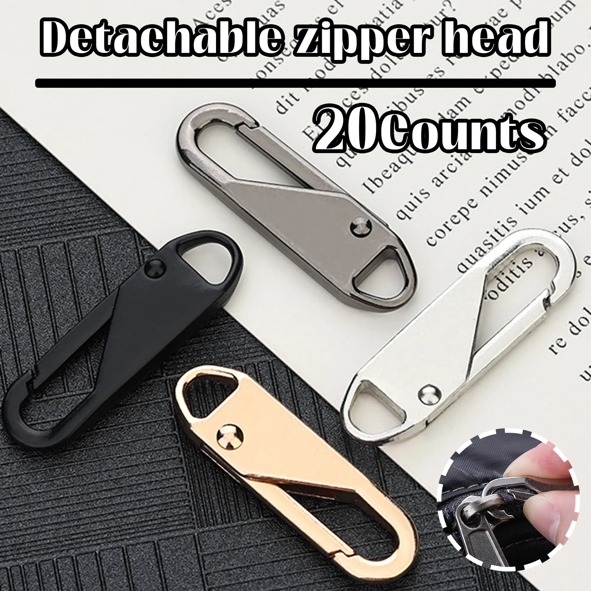 20 Counts Zipper Pulls, Detachable Zipper Pull Tabs suitable for most bags and clothes