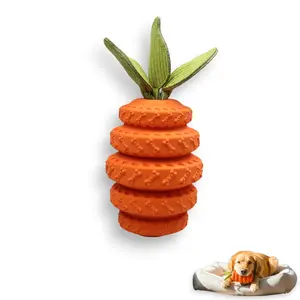 Dog Carrot Squeaky Rubber Chew Toy - Chew-Proof, Indestructible, Non-Toxic, Treat-Dispensing for Aggressive Chewers, Teeth Cleaning, Durable Safe Interactive Pet Accessory, Chew-Proof Chew Toys, Indestructible Chew Toys