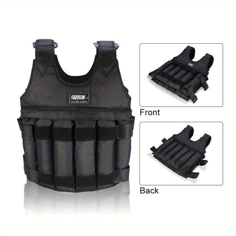 Weighted Vest, Max Loading 110lbs, Adjustable Weight Vest, Fitness Exercise Vest Strength Training Vests Boxing Jacket Workout Equipment for Men Women Sport Running Jogging Workout (with 12 Empty Sandbags, Without Steel Plate Or Sand)