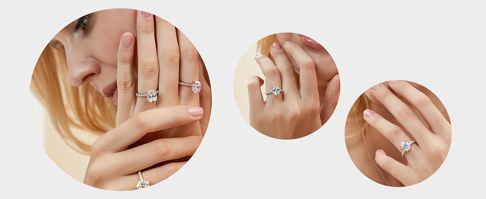 Oval Cut Full Moissanite Engagement Ring for Women  S925 Silver1/2/3/4Carat Hidden Halo Diamond Wedding Rings with Certificates