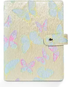 A6  Budget Binder With 6 Zipper  Envelopes For  Saving Challenge Bill Organizer Refillable Notebook Aesthetic Mini Flora Journal Planner Diary For Women School Office Butterfly