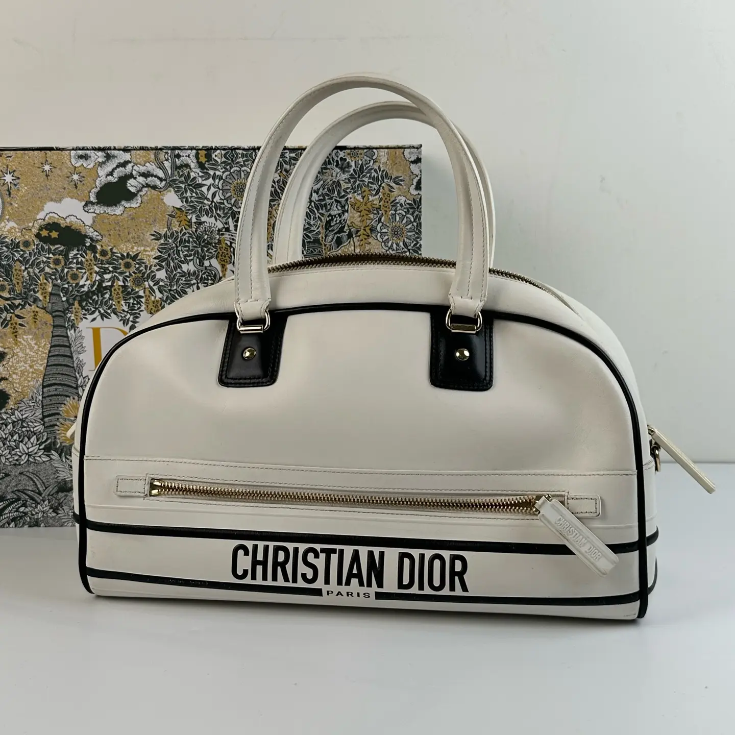 Pre-owned Dior Christian Vintage Logo Bowling Handbag							