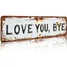 1PC Durable Aluminum American Retro Metal Sign with Love-Goodbye Text, 16x4in Lightweight Home Decor Plaque, Wedding-Ready Corridor Wall Art for Home & Wedding Arrangement