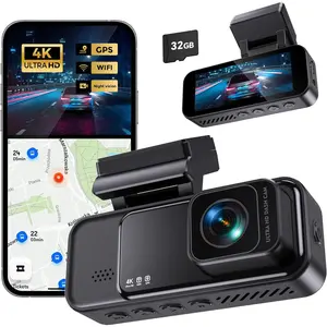 4K Dash Cam Front, Built-in WiFi GPS, Dash Camera for Cars, 3.2" IPS Screen Dashcam with App Control, Free 32G Card, 170°Wide Angle, 24H Parking Mode, WDR, Night Vision, G-Sensor