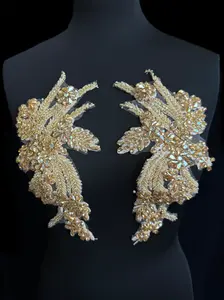 Gina Gold Champagne Rhinestones Applique