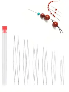 12pcs Stainless Steel Beading Needle Set, Large Eye Needles for Jewelry Making, Bead Work, Bracelet Craft, Various Sizes with Bottle