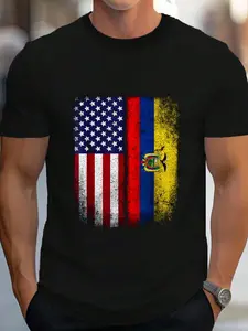100% Cotton American Ecuadorian Flag T-Shirt Ecuador Pride Heritage T-Shirt Women's Men's Graphic Tee Crew Neck summer vacation Tops
