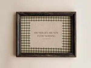 Gingham New Mercies Lamentations 3-23 Poster, Vintage Christian Home Decor, Wall Art