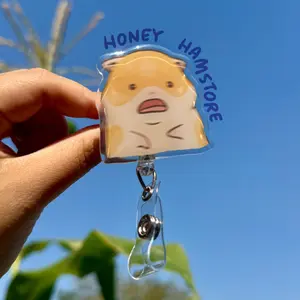 Hamster Scared/Scream Badge Reel with ID Alligator Belt Clip Cute Design Acrylic Children Gift Work Accessories Nurses Medical Teacher Student