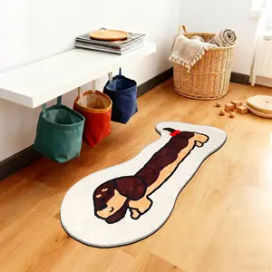 1pc Foldable Dachshund Faux-Wool Area Rug｜Space-Saving for Living/Bed/Kitchen, Pet-Lover Vibe Gift
